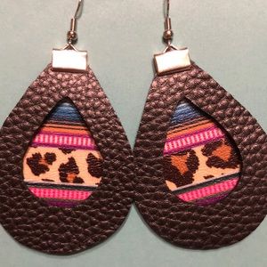 Layered leather earrings